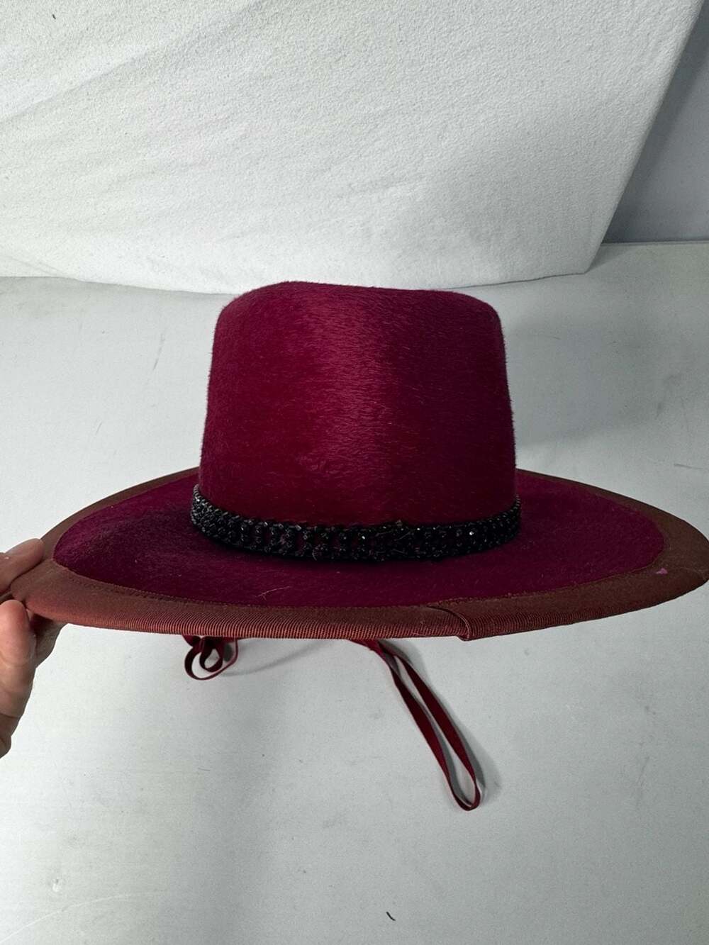 Deborah Exclusive Hat Size 22 Burgundy Fur Felt Bolero